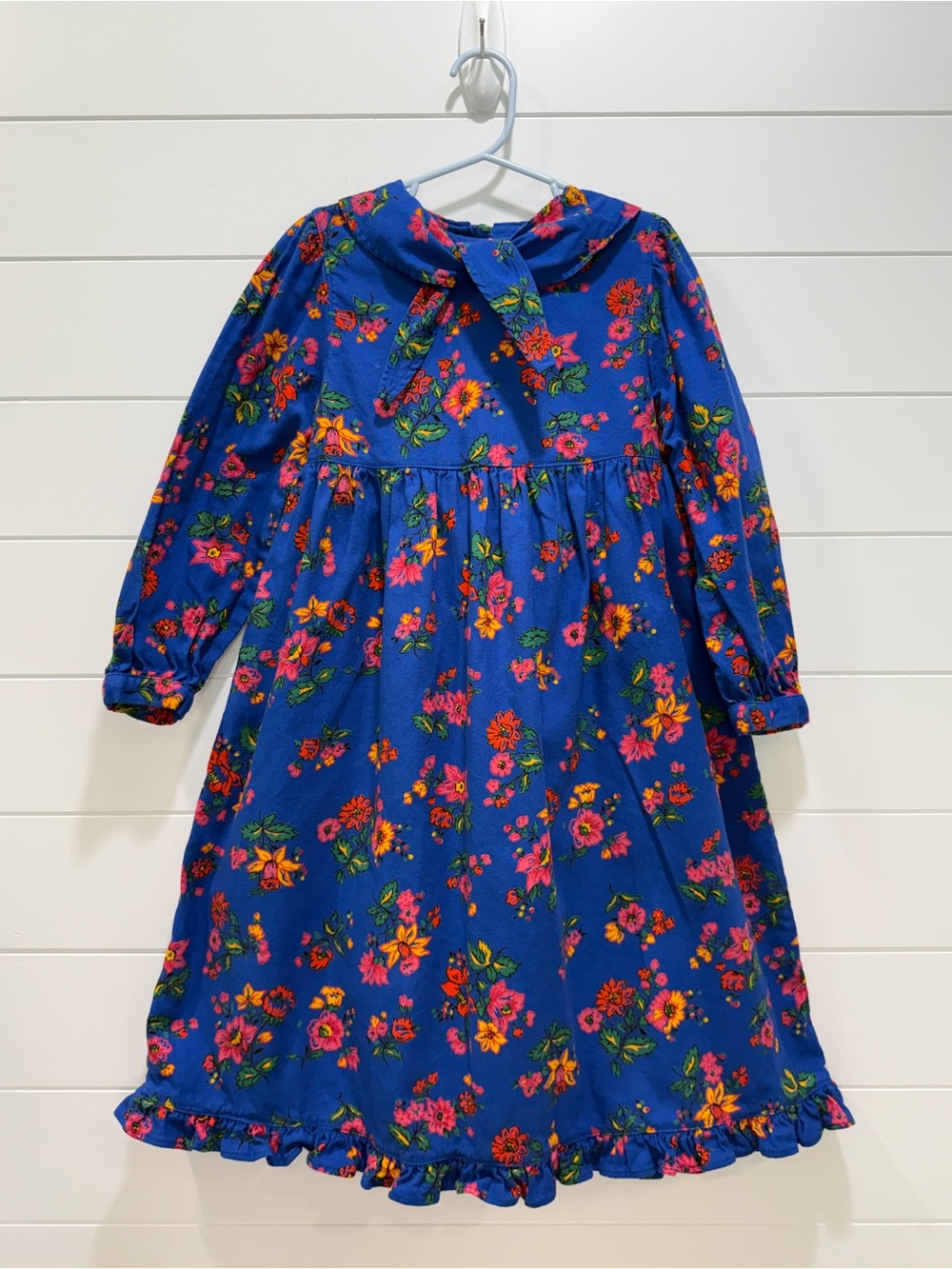 Hanna Andersson Blue Floral Long-Sleeve Girls Dress